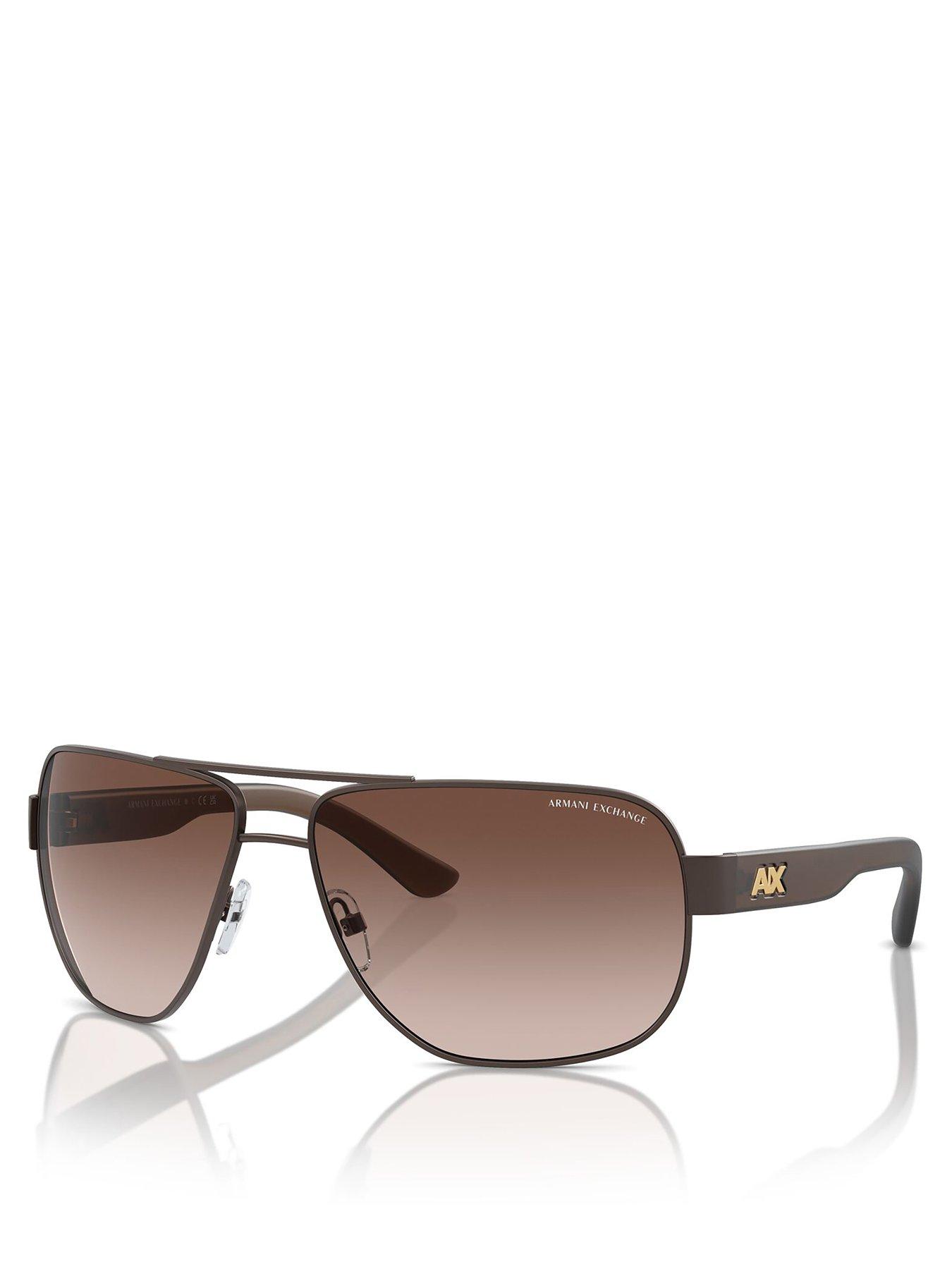 Image 1 of 4 of Armani Exchange 0Ax2012S Pilot Sunglasses- Brown