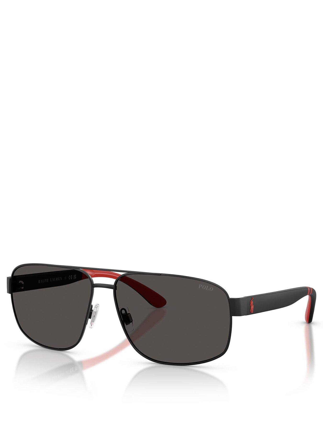 Polo Ralph Lauren 0Ph3112 Pilot Sunglasses- Black/Red