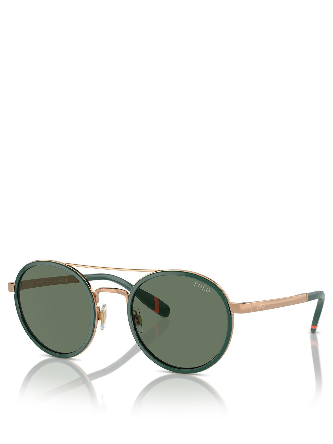 undefined 0Ph3150 Round Sunglasses - Green/Gold