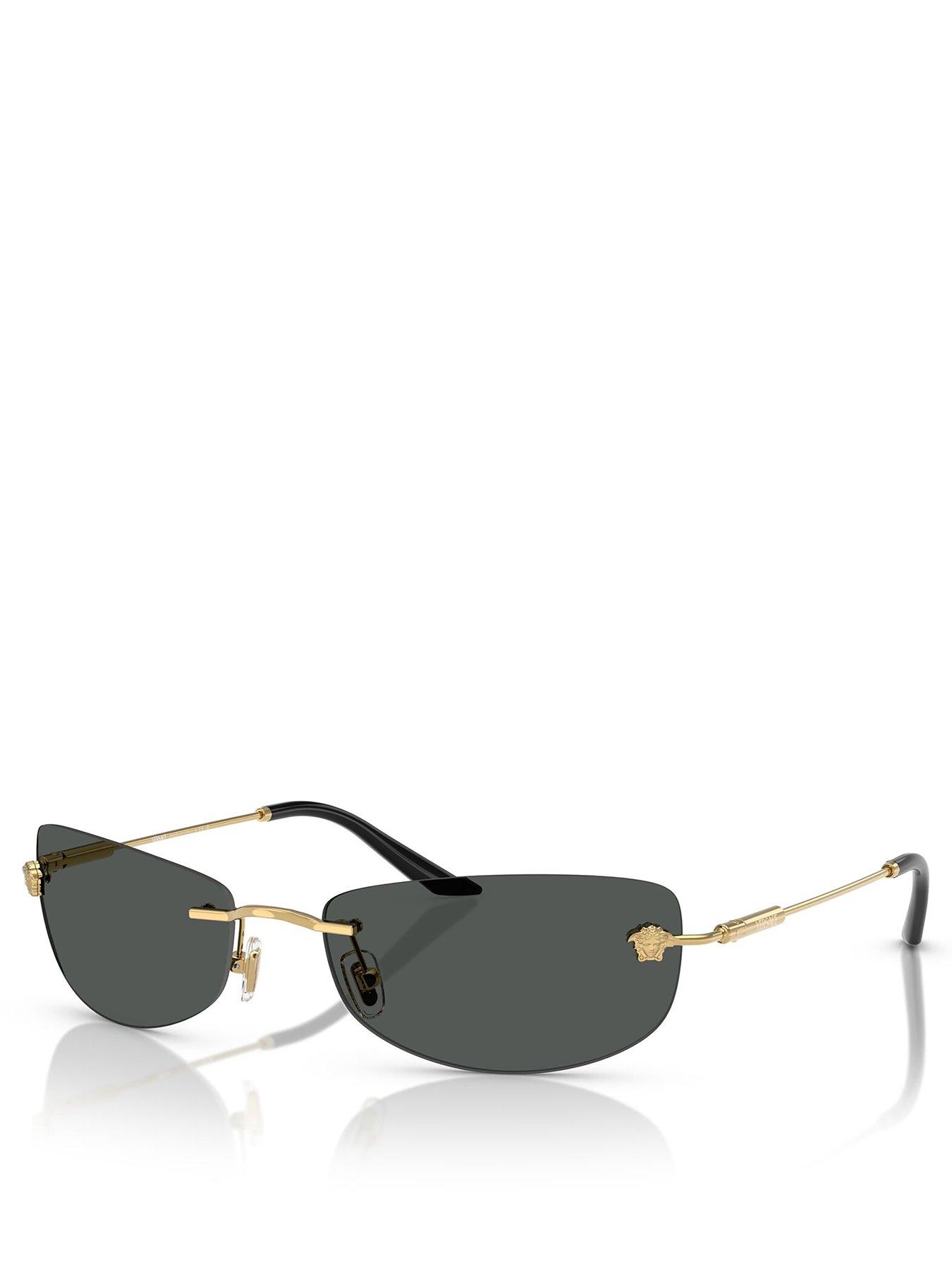 VERSACE 0Ve2279 Rectangle Sunglasses- Black/Gold