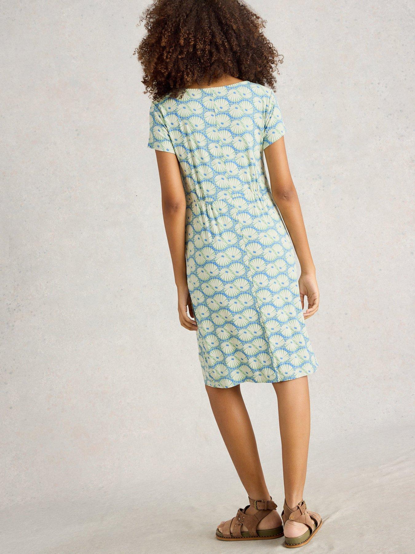 Image 2 of 6 of White Stuff Tallie Jersey Dress - Green/Blue Clamshell