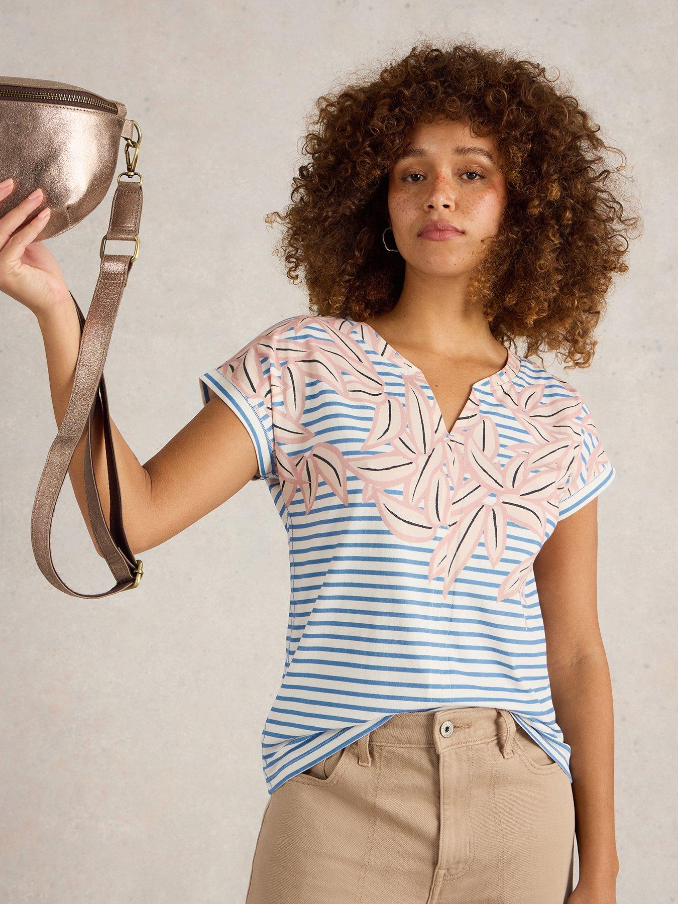 Image 1 of 6 of White Stuff Nelly Notch Neck T-shirt - White