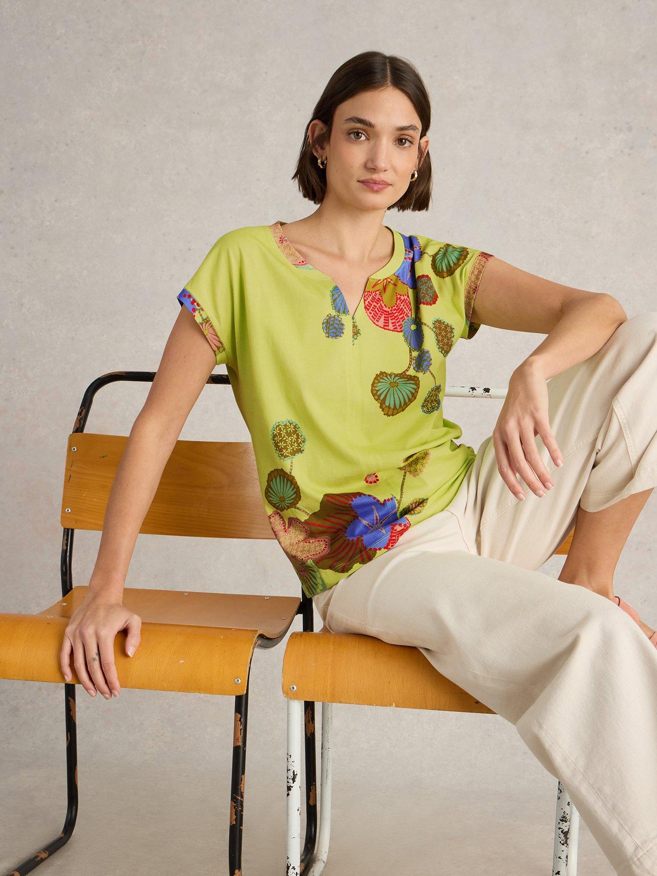 undefined Nelly Notch Neck Tee - Yellow