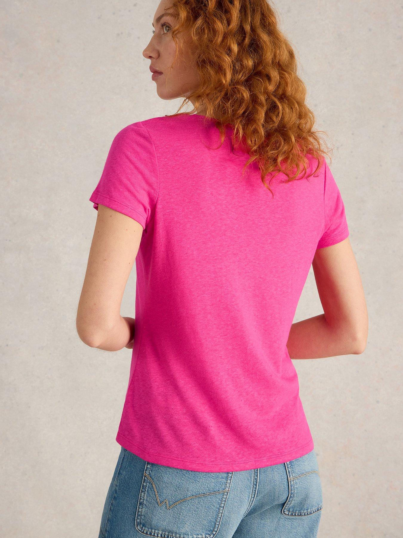 Ellie Round Neck Linen Tee - White main image 1