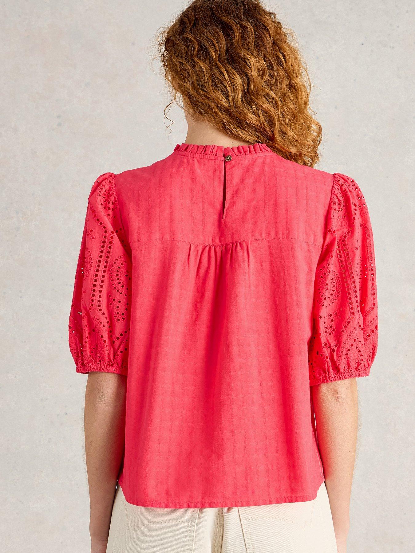 Image 2 of 6 of White Stuff Lexi Cotton Broderie Top - Pink