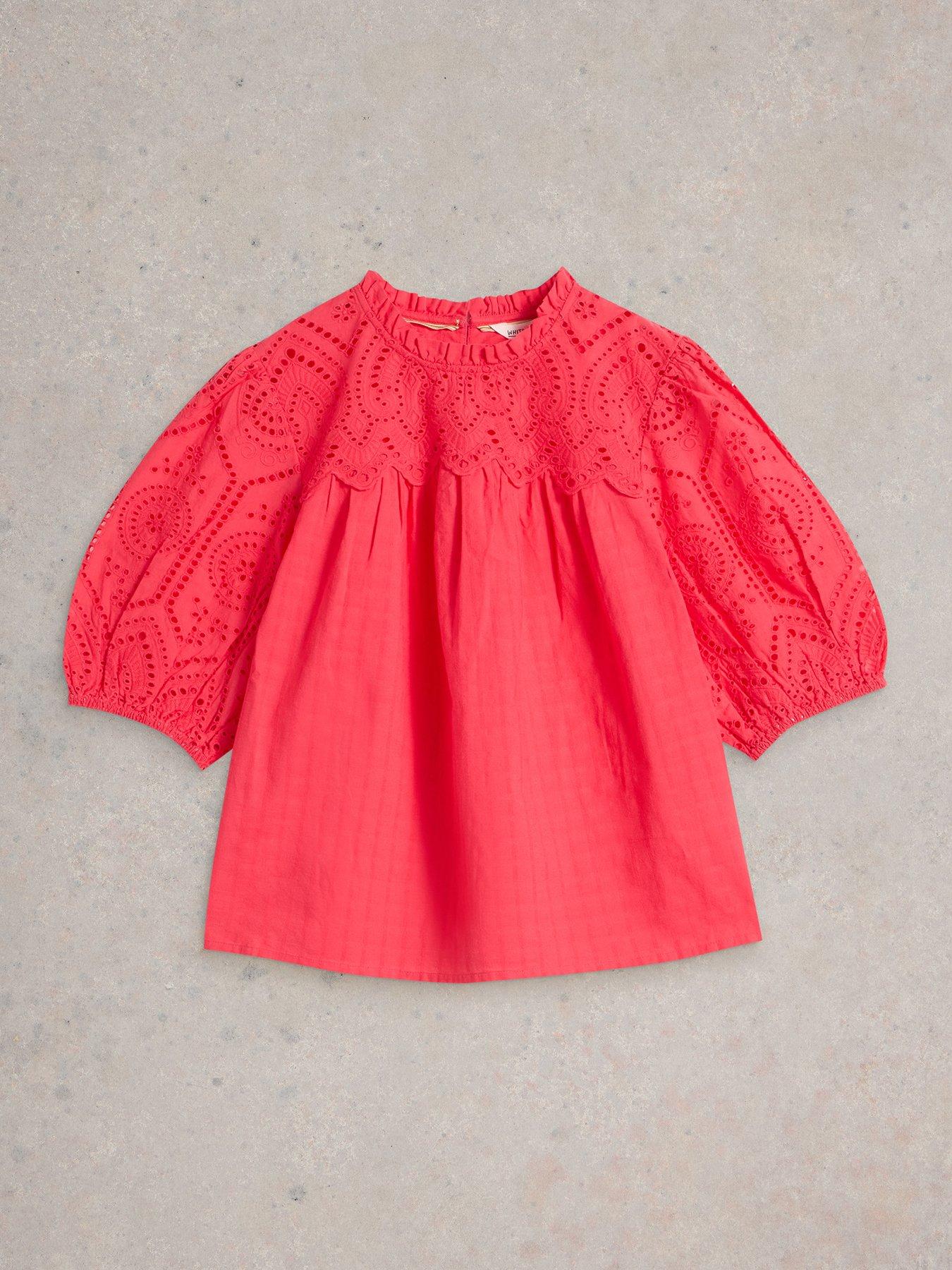 Image 5 of 6 of White Stuff Lexi Cotton Broderie Top - Pink
