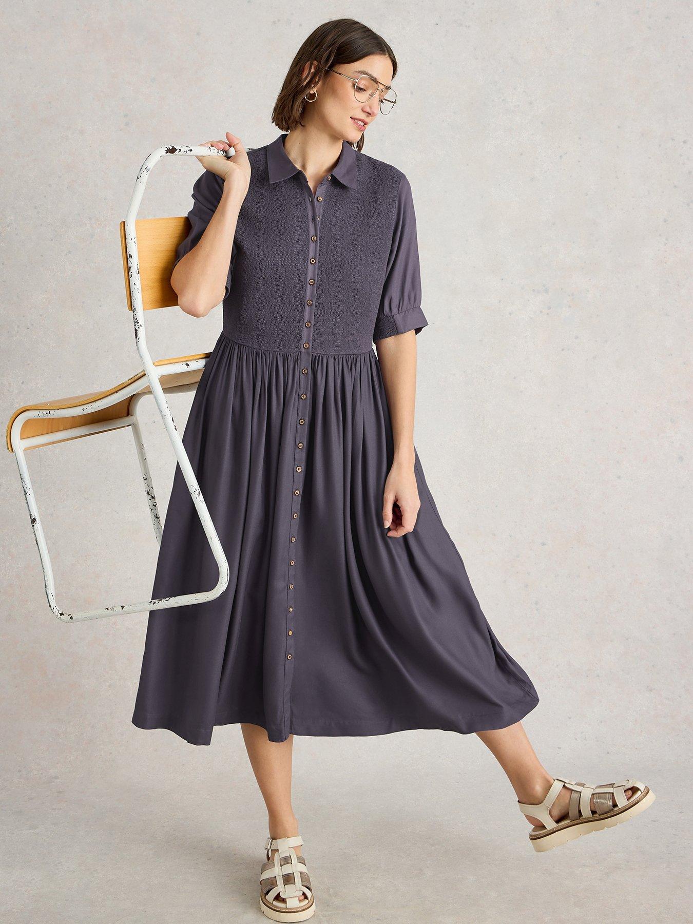 Image 3 of 6 of White Stuff Valeria Shirred Dress - Purple