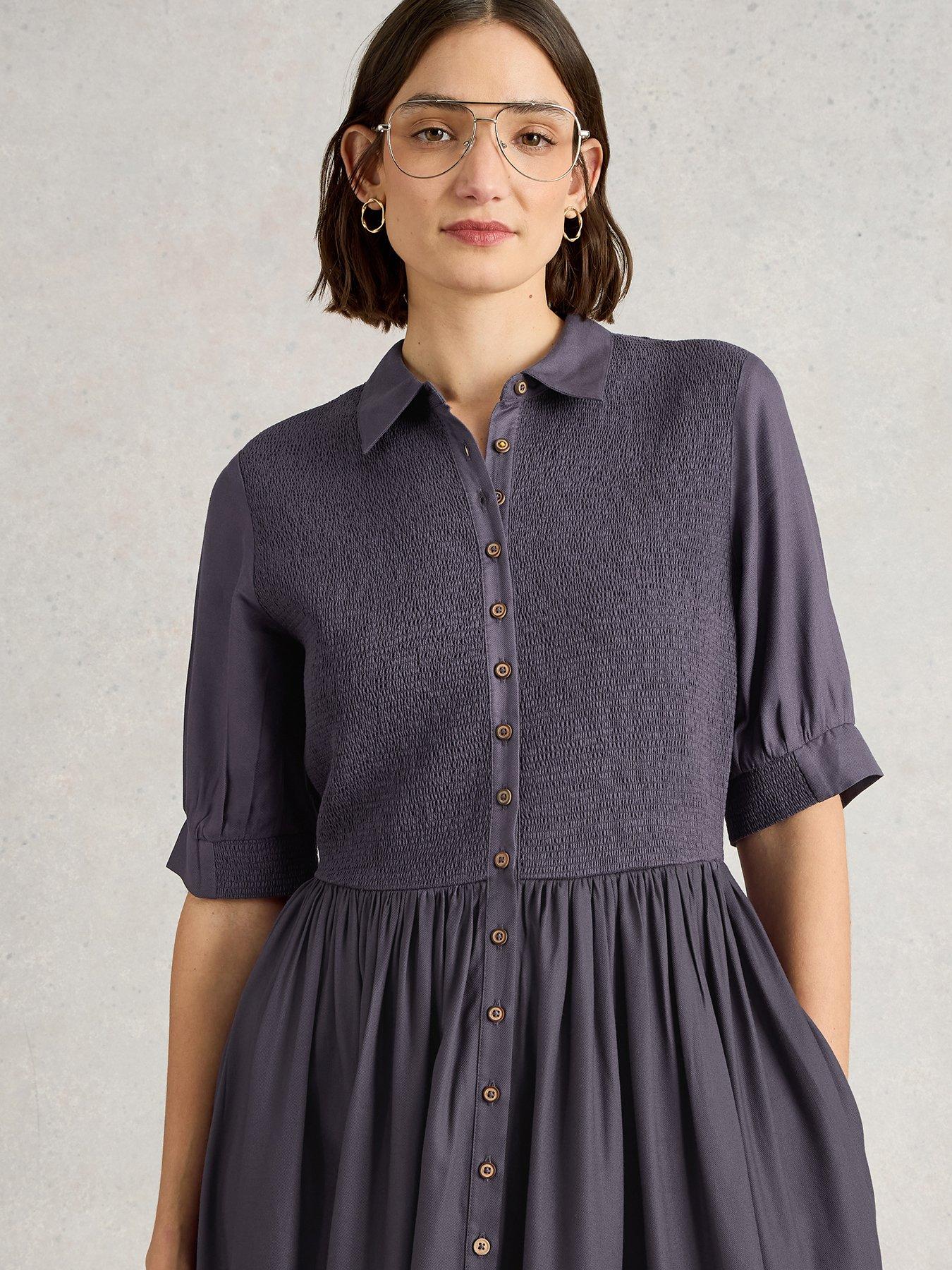 Image 4 of 6 of White Stuff Valeria Shirred Dress - Purple