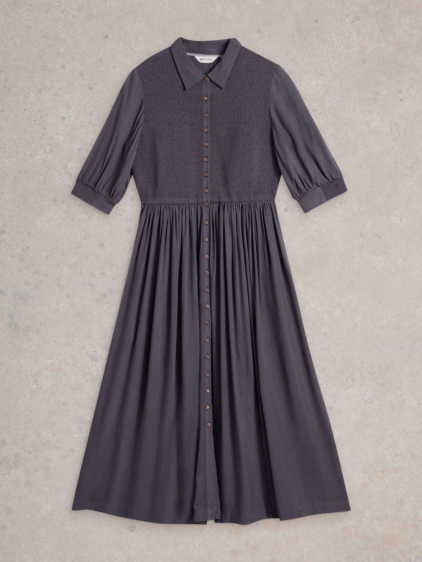 Image 5 of 6 of White Stuff Valeria Shirred Dress - Purple