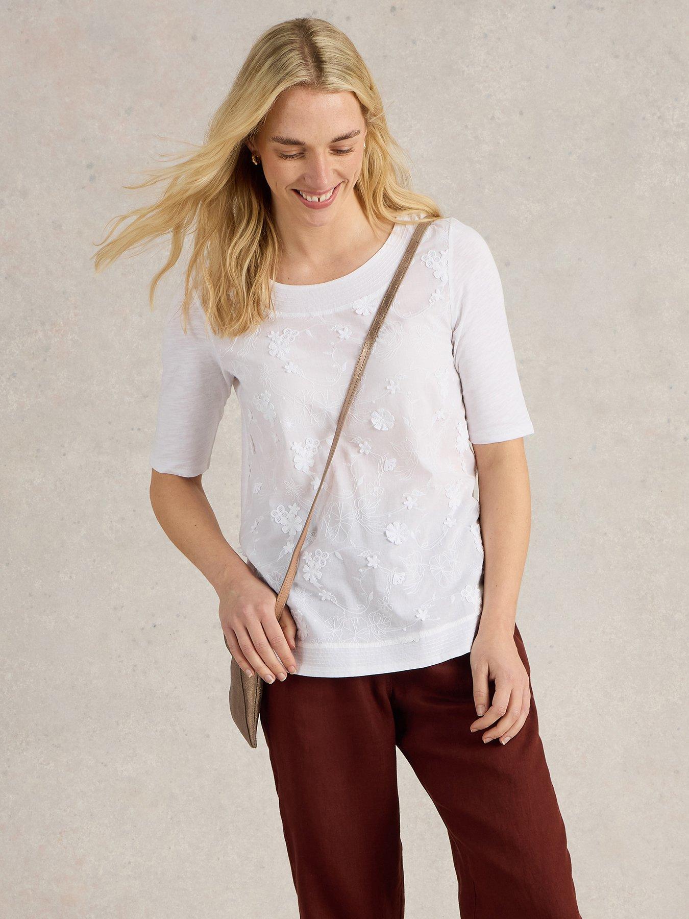 undefined Weaver Broderie Top - White