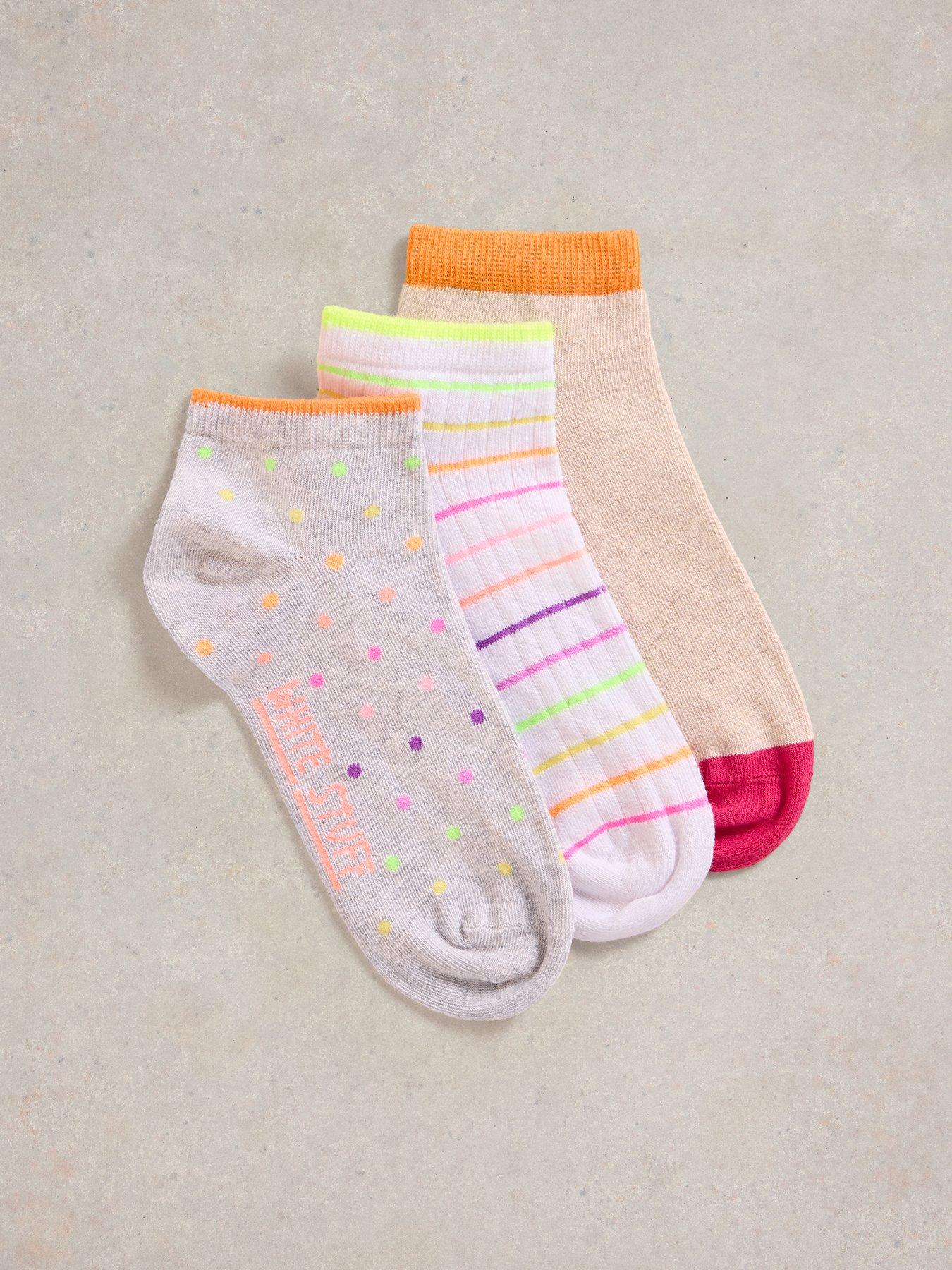 undefined 3 Pack Fluro Trainer Socks