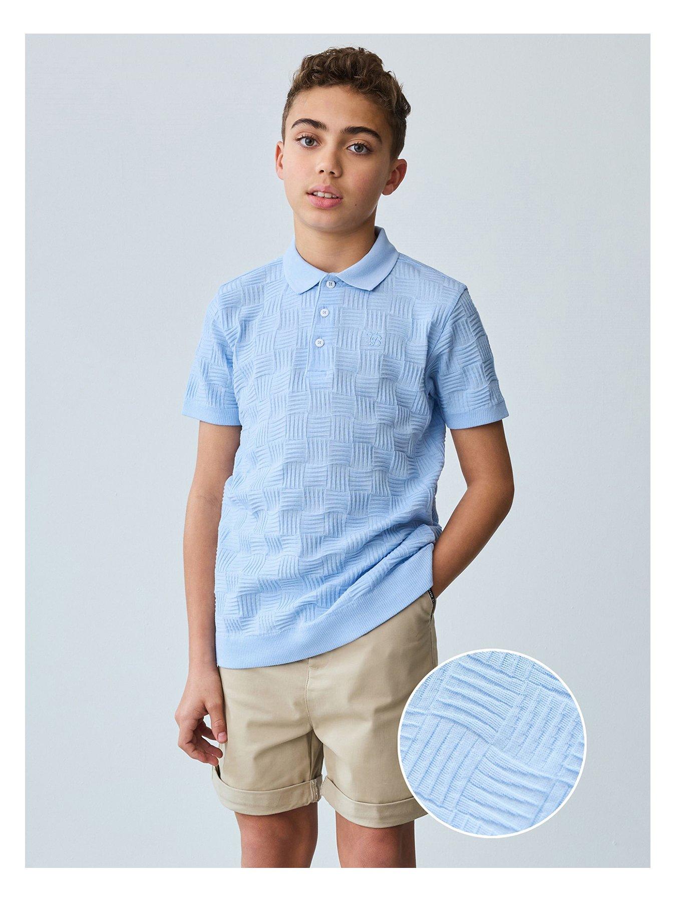 undefined Textured Polo Shirt - Blue