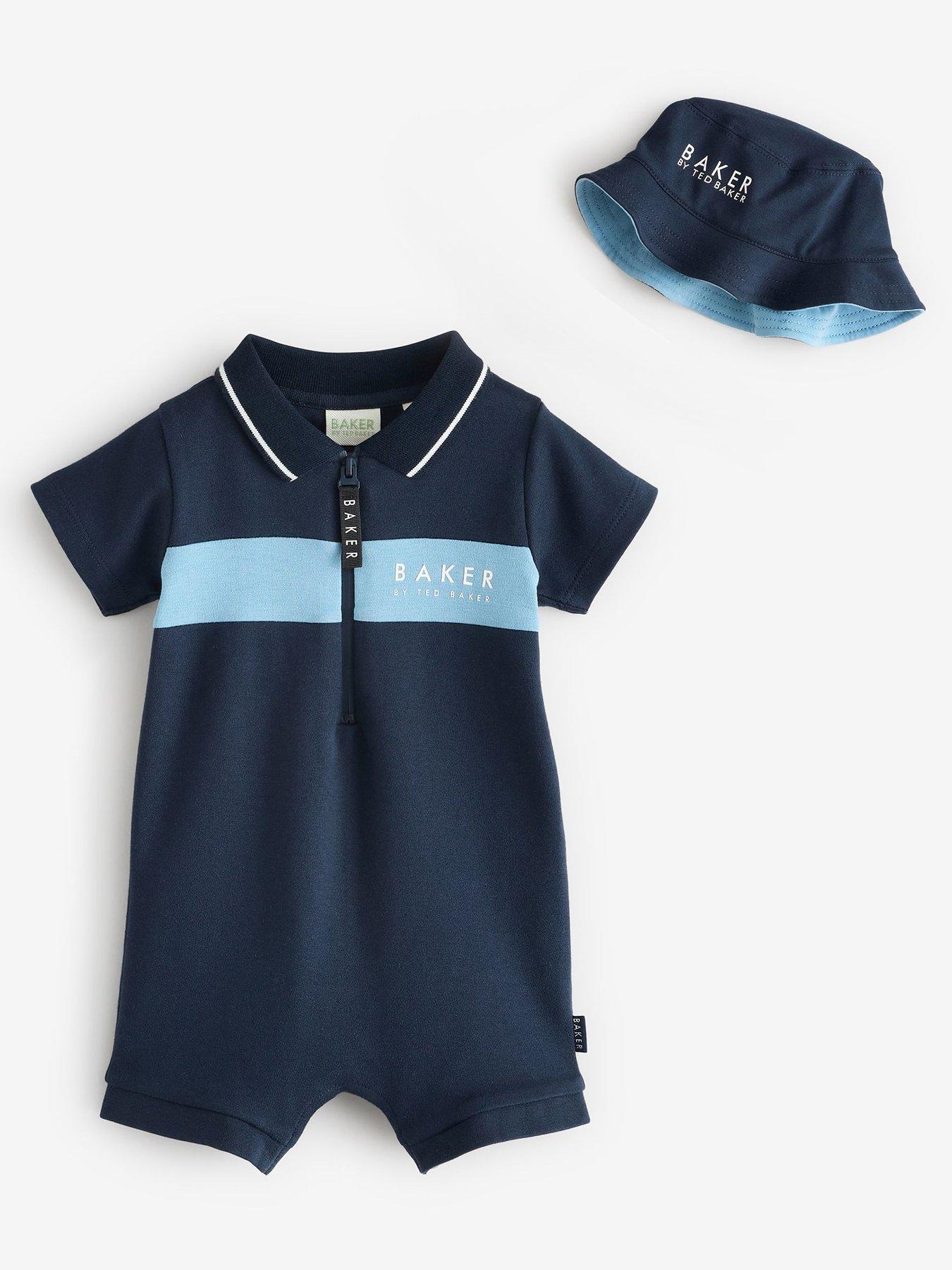 undefined Baby Boys Romper And Hat Set - Navy