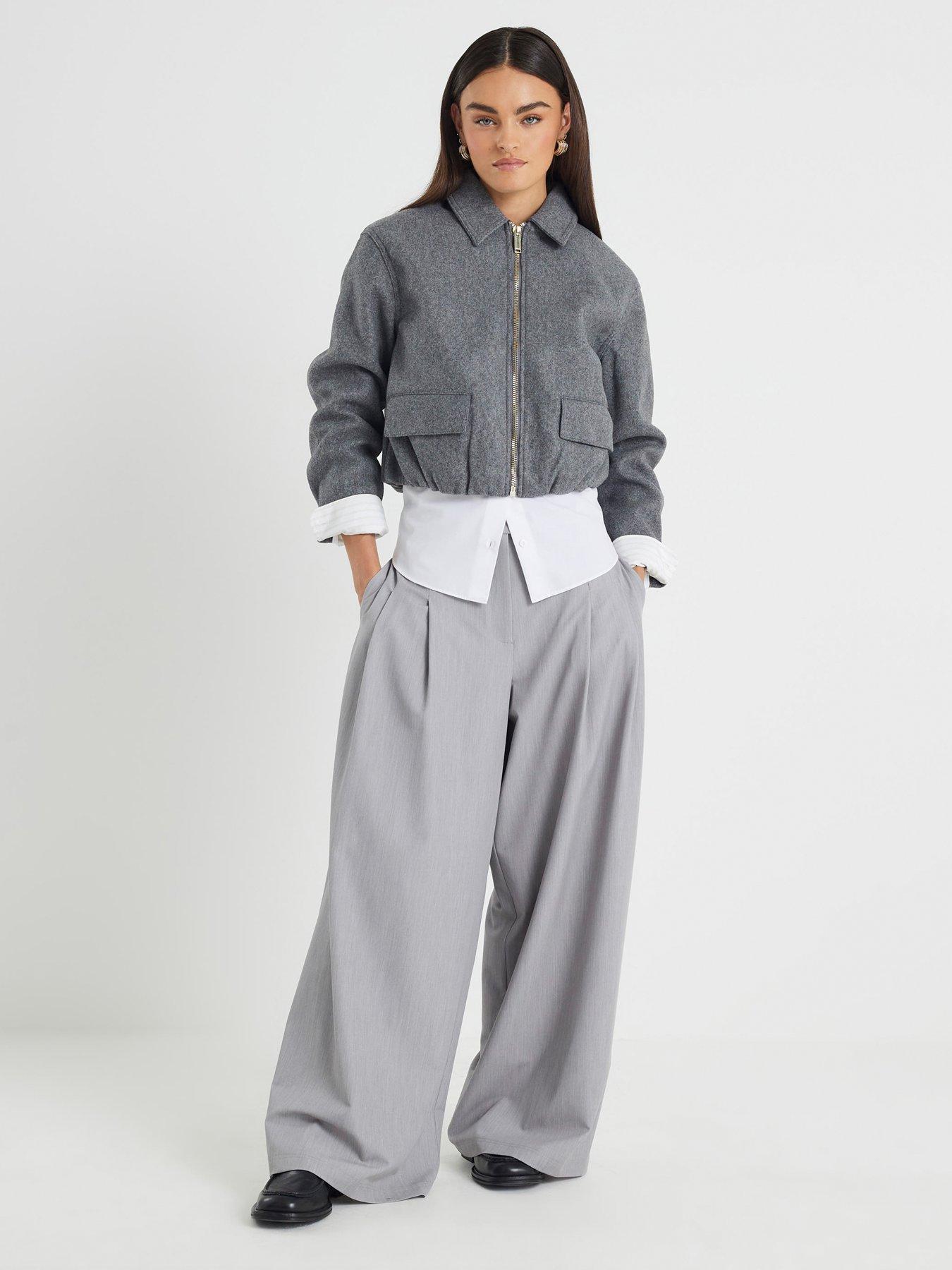 River Island Harrington Zip Up Jacket - Grey Marl