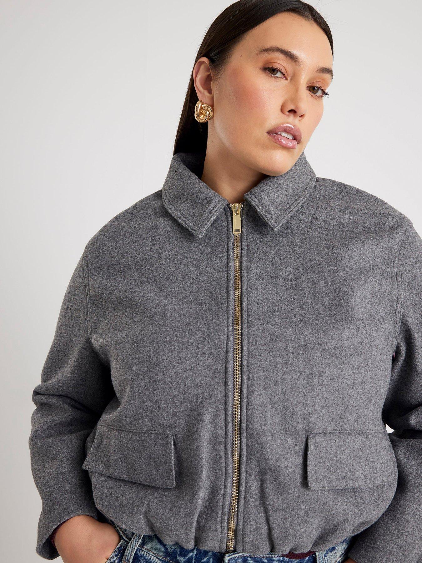 River Island Harrington Zip Up Jacket Grey Marl Very