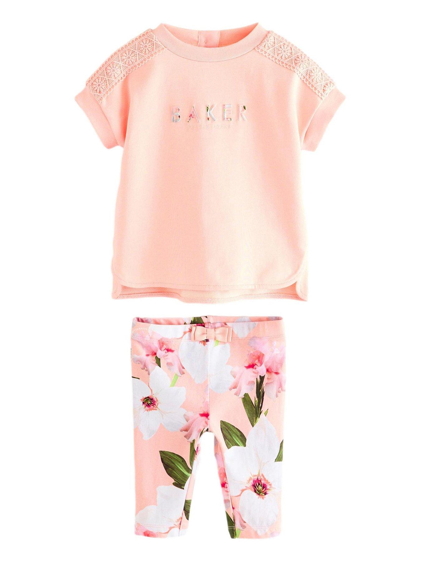 undefined Top  &  Floral Legging Set - Pink
