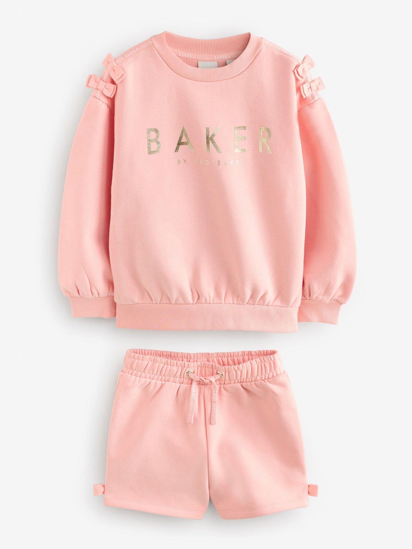 undefined Bow Detail Sweat Top  &  Short Set - Pink