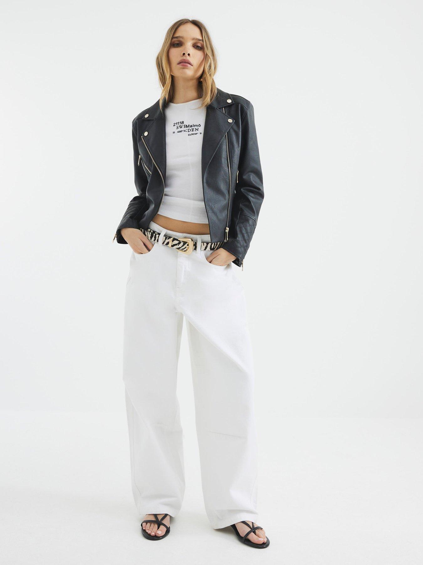 Image 3 of 4 of River Island Pu Biker Jacket - Black