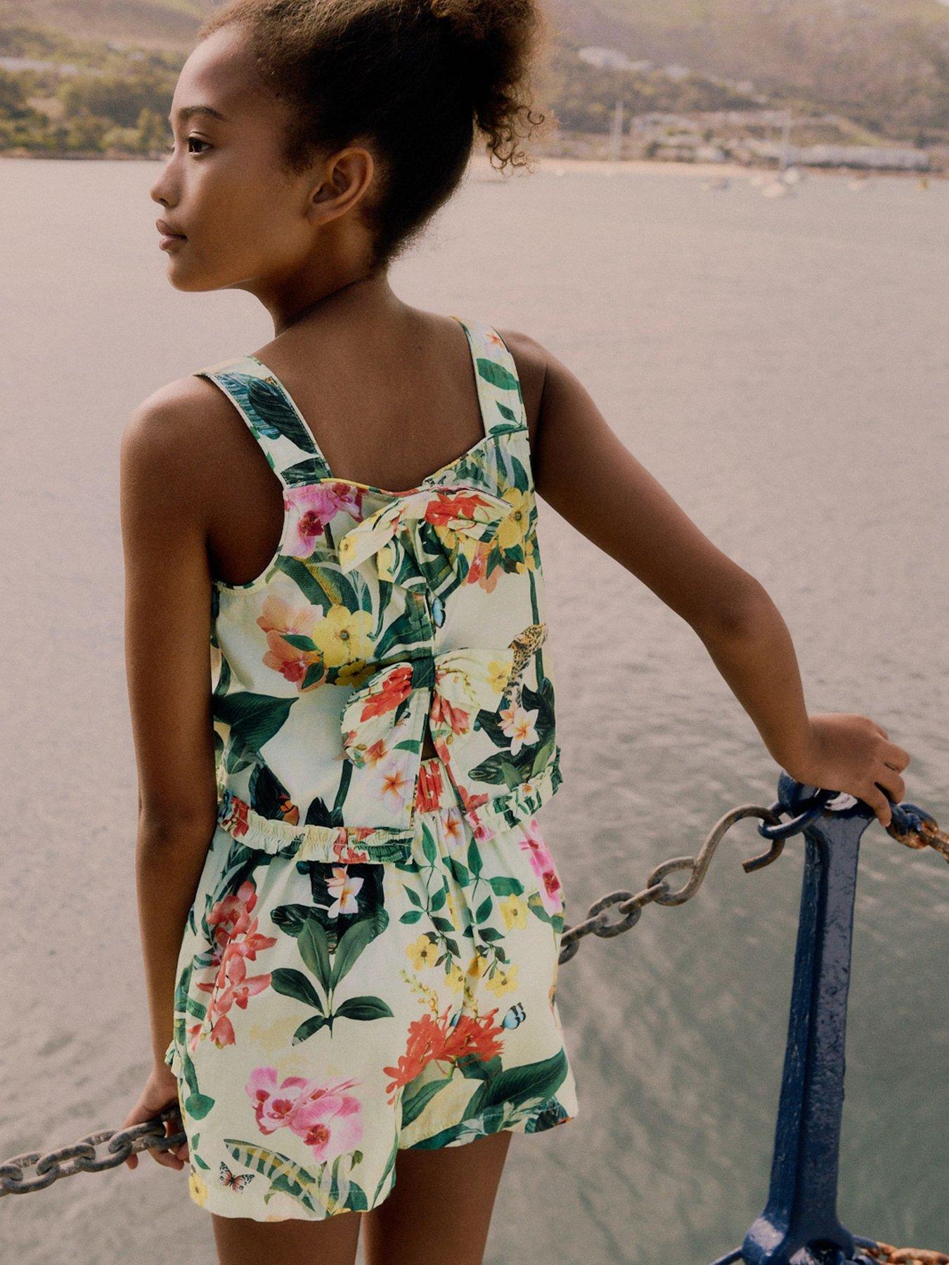 Image 2 of 6 of Ted Baker Girls Tropical Print Top And Short Set - Multi