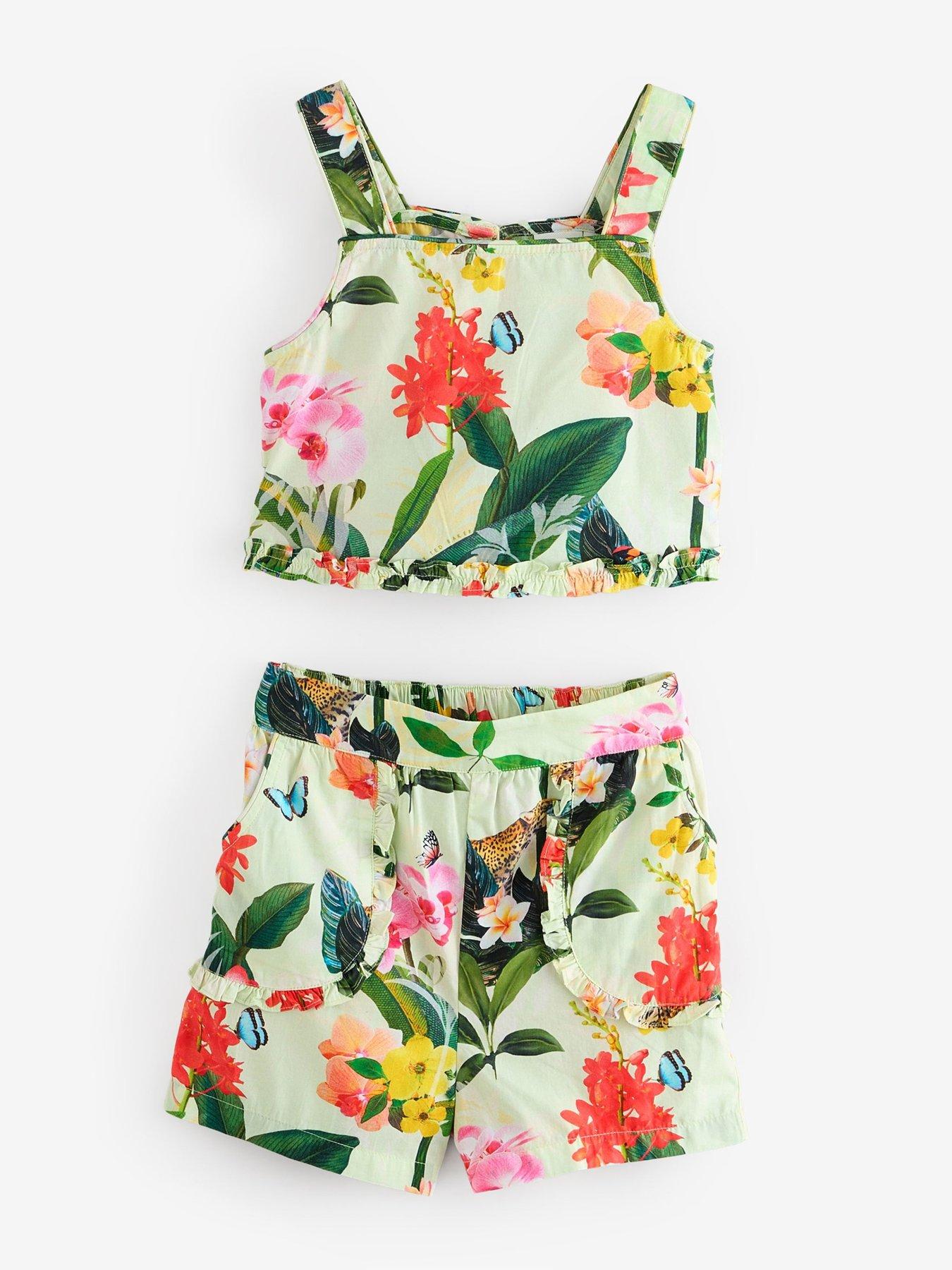 Image 4 of 6 of Ted Baker Girls Tropical Print Top And Short Set - Multi