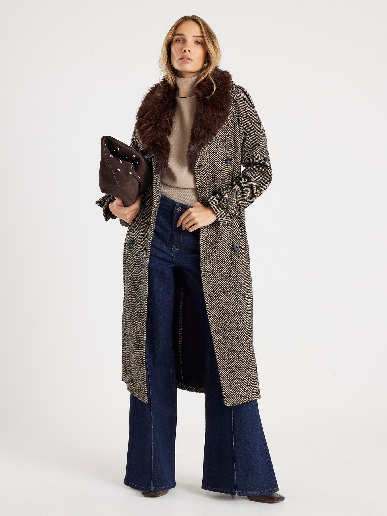 Image 3 of 4 of River Island Wool Trench Coat - Brown