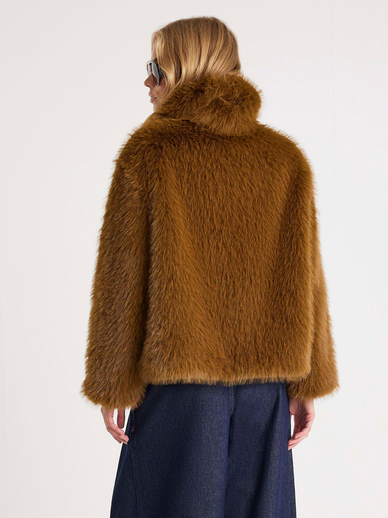 River Island Short Faux Fur Jacket - Brown | Very