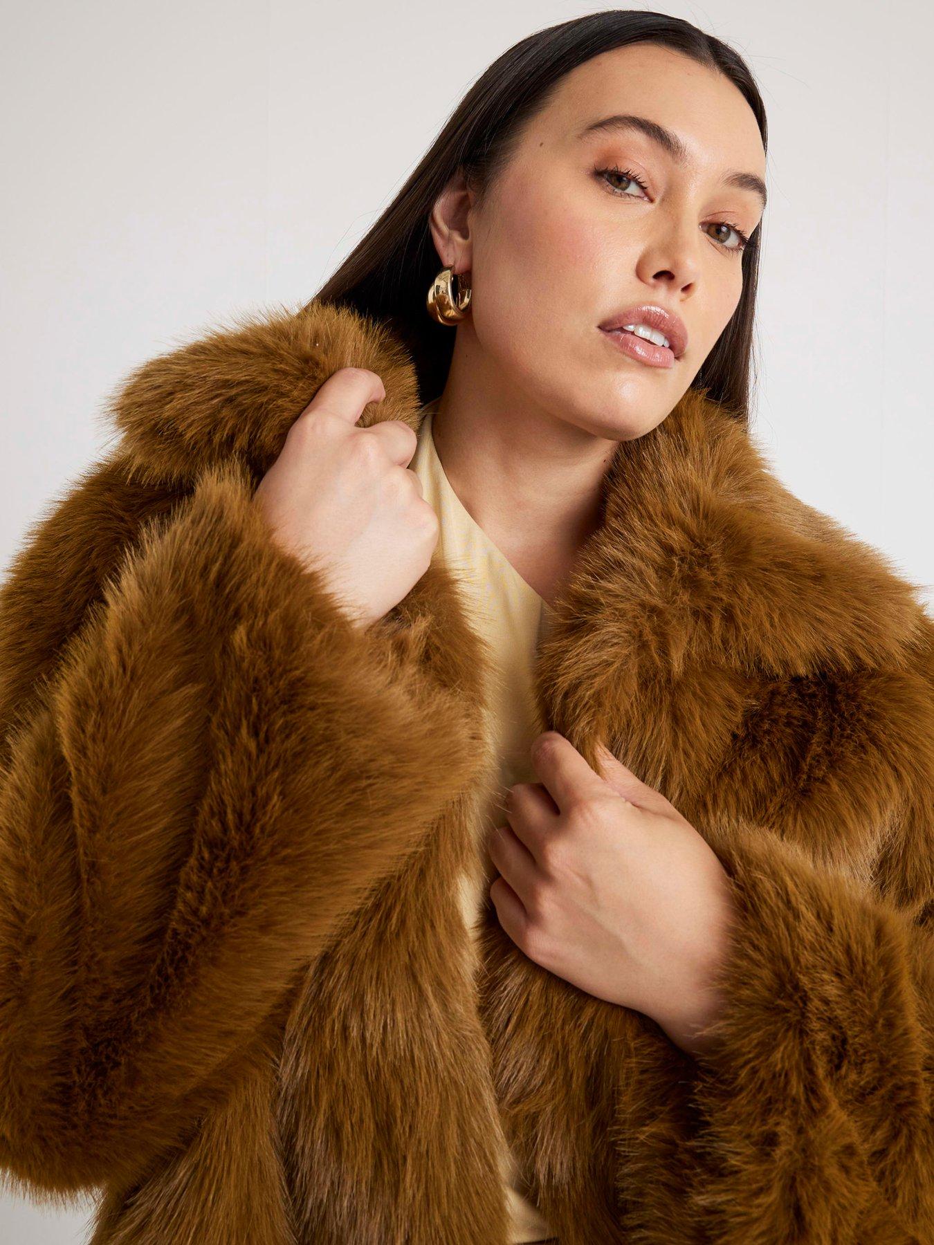 River Island Short Faux Fur Jacket Green Very