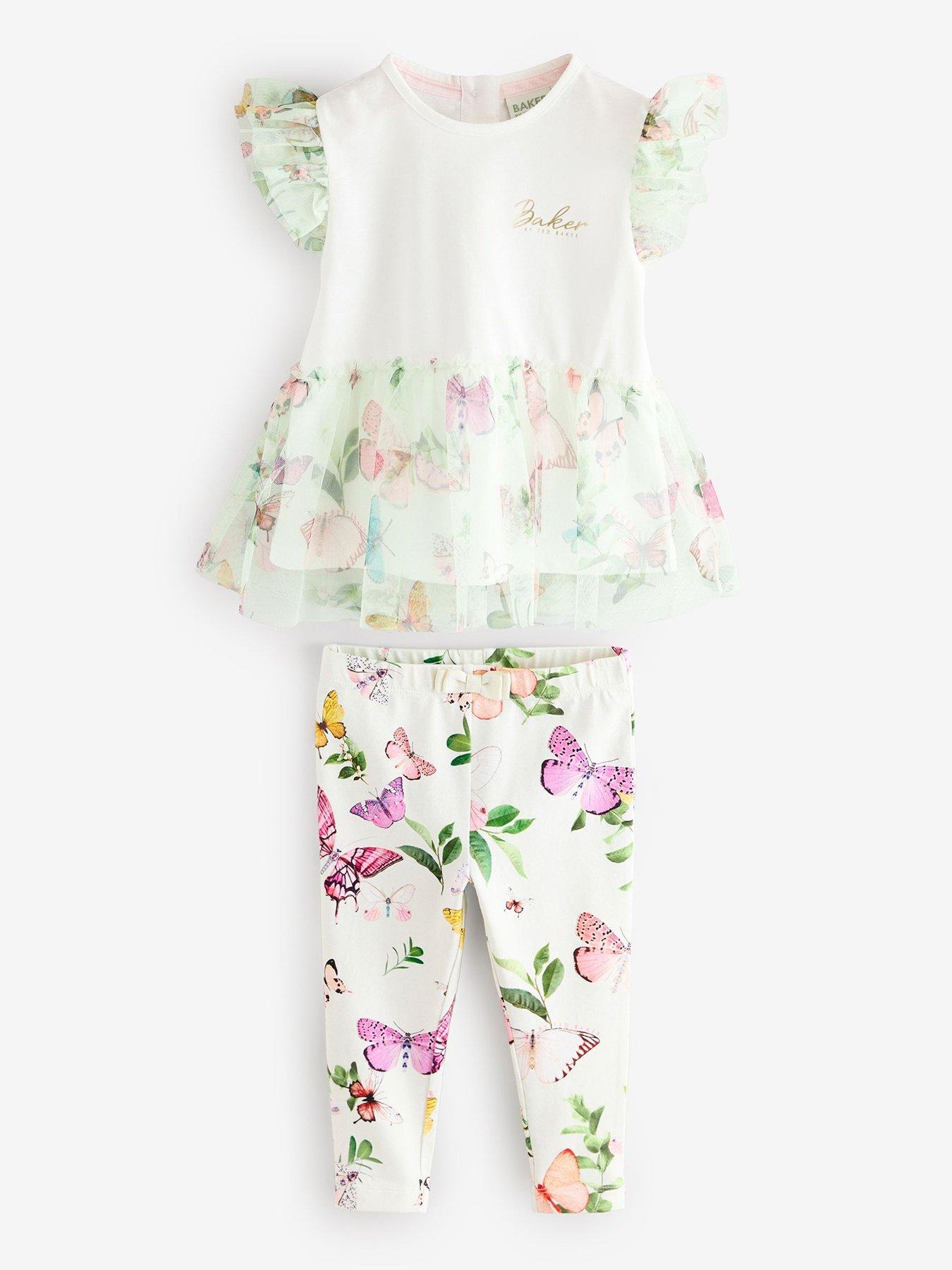 undefined Butterfly Frill Top  &  Legging Set - Green