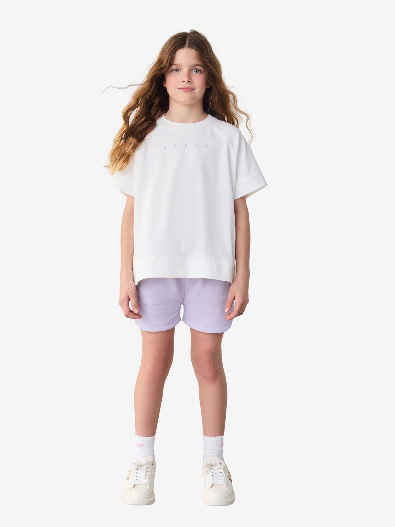 undefined Girls Tshirt And Shorts Set - Purple