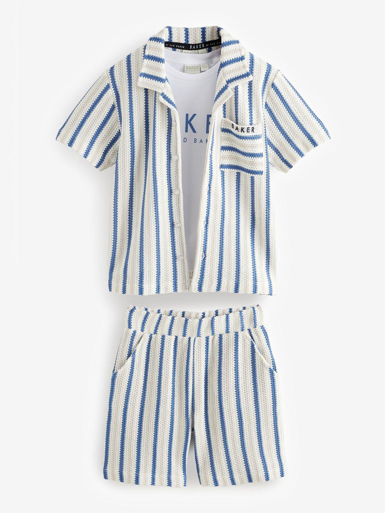 undefined Boys 3 Piece Shirt, Tshirt And Shorts Set - Blue