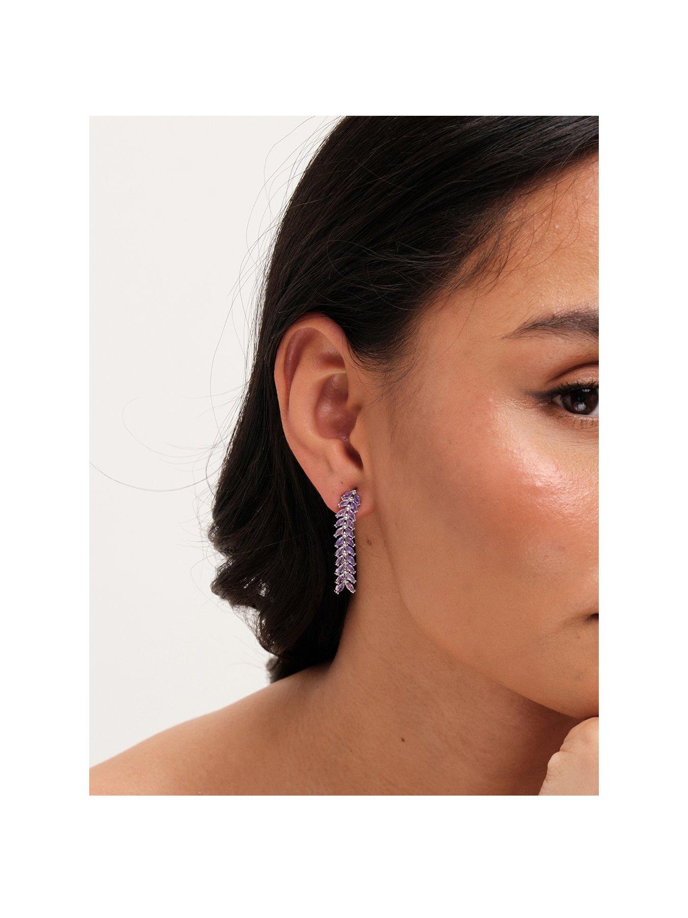 undefined Rhodium Plated Lavender Leaf earrings