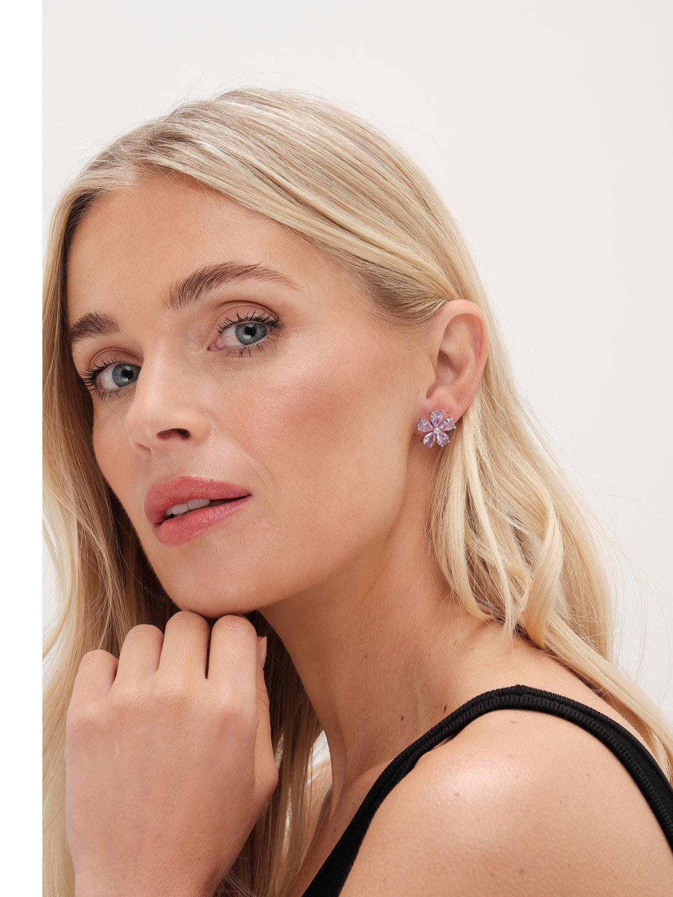 undefined Silver Plated And Lavender Floral earrings
