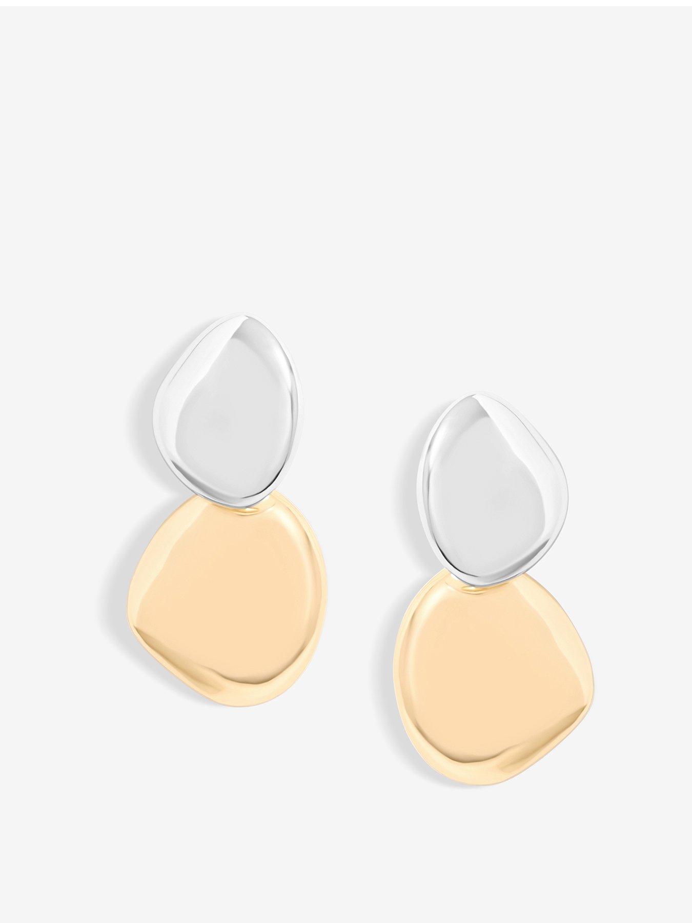 undefined Two Tone Polished Pebble Drop Earrings