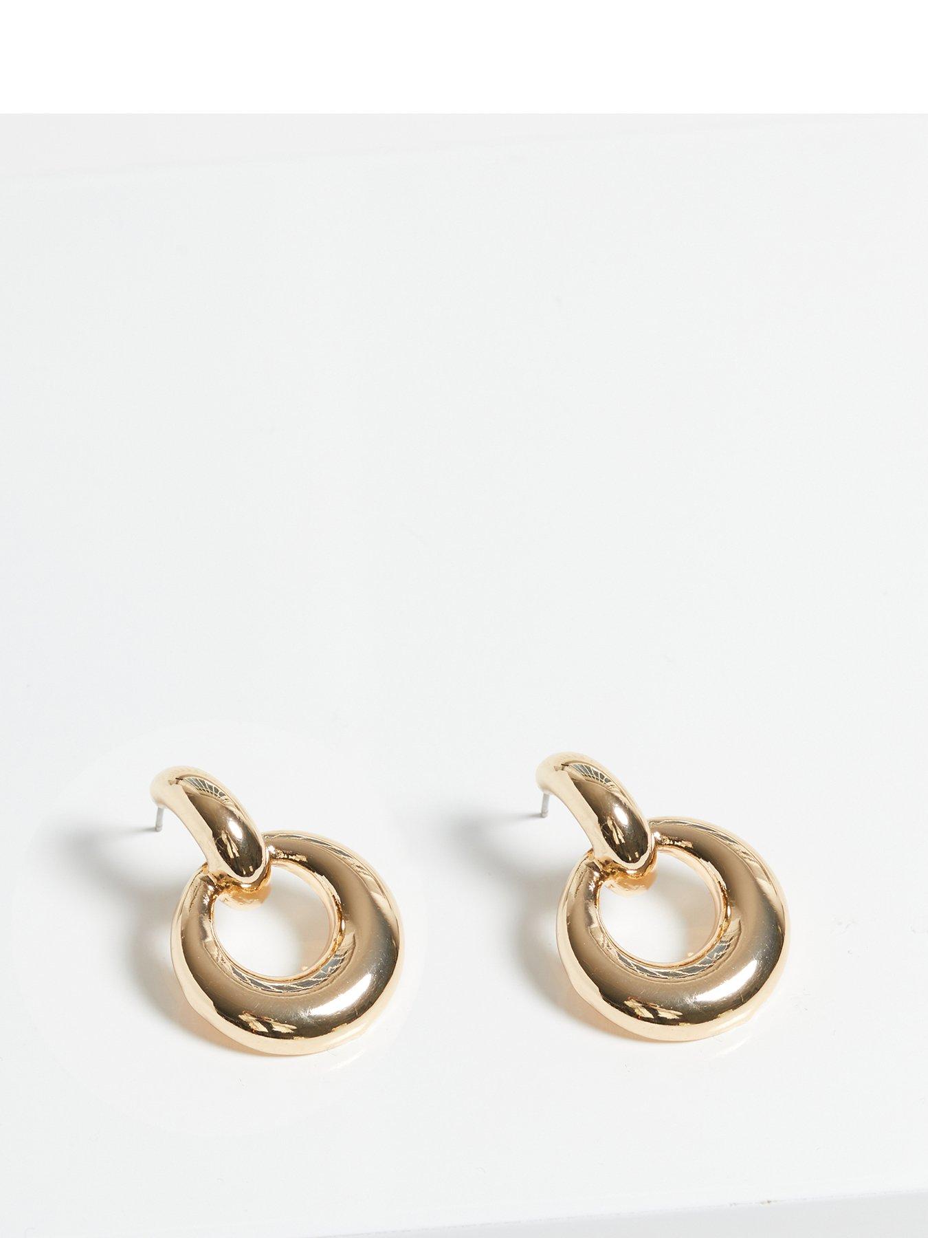 undefined Gold Large Oval Doorknocker Drop Earrings