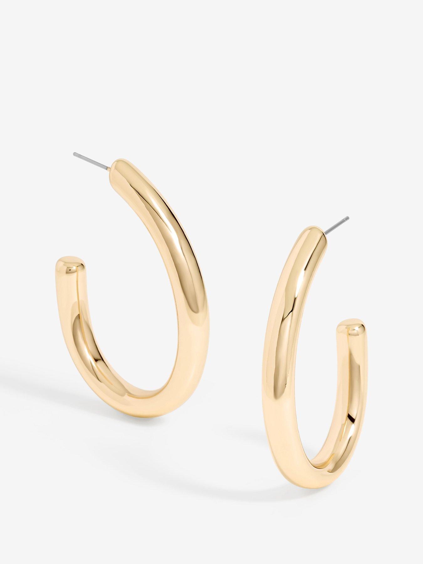 Product photograph of Mood Gold Polished Simple Large Hoop Earrings from very.co.uk