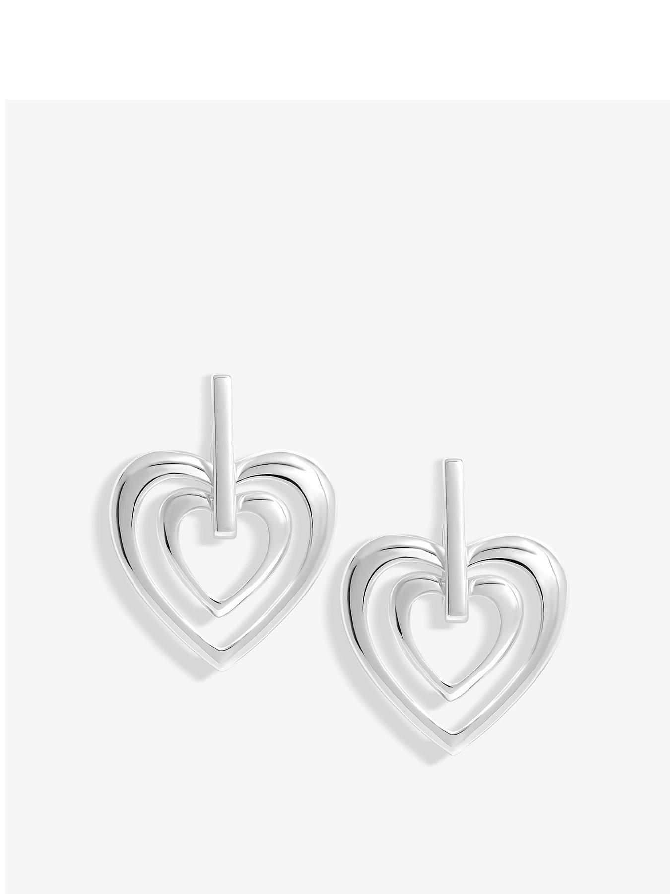 Product photograph of Mood Silver Polished Heart Doorknocker Earrings from very.co.uk