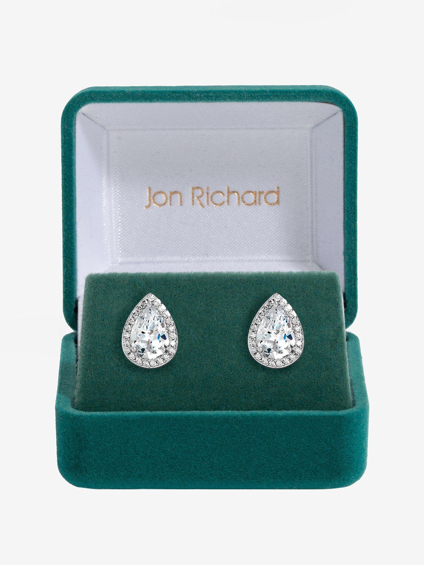 undefined Rhodium Plated Cubic Zirconia Crystal Peardrop Stud earrings - Gift Boxed
