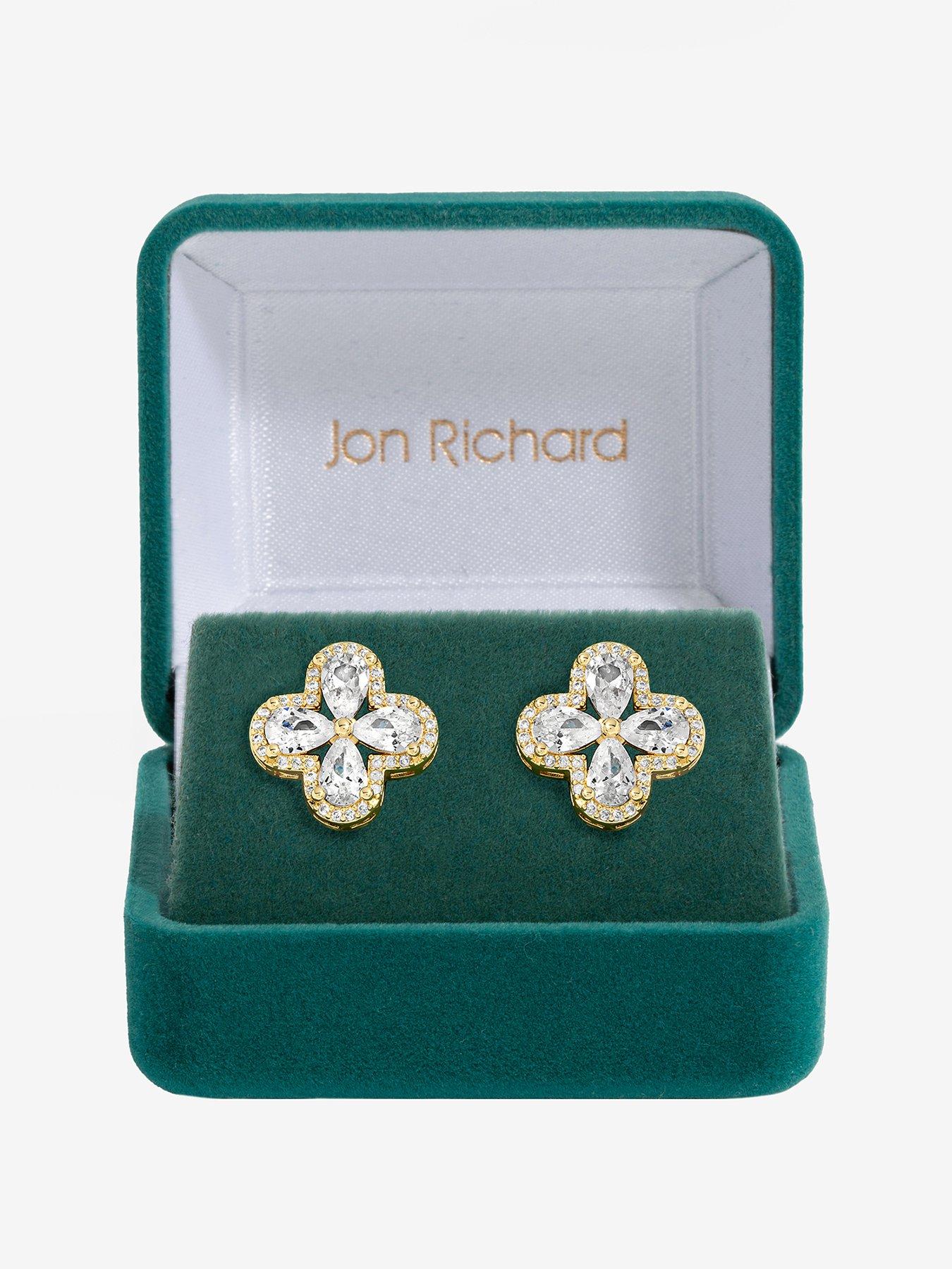 undefined Gold Plated Cubic Zirconia Clover Stud earrings - Gift Boxed
