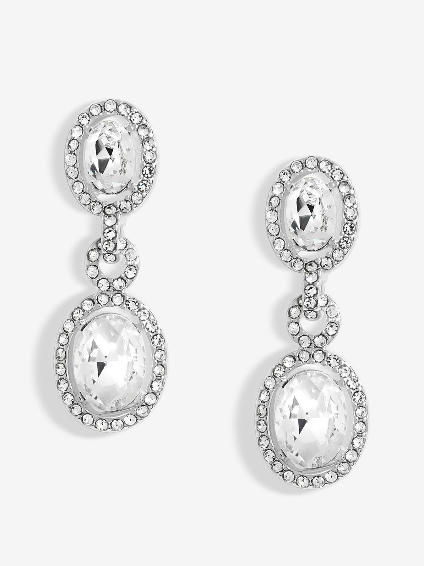 undefined Silver Plated Crystal Halo earrings