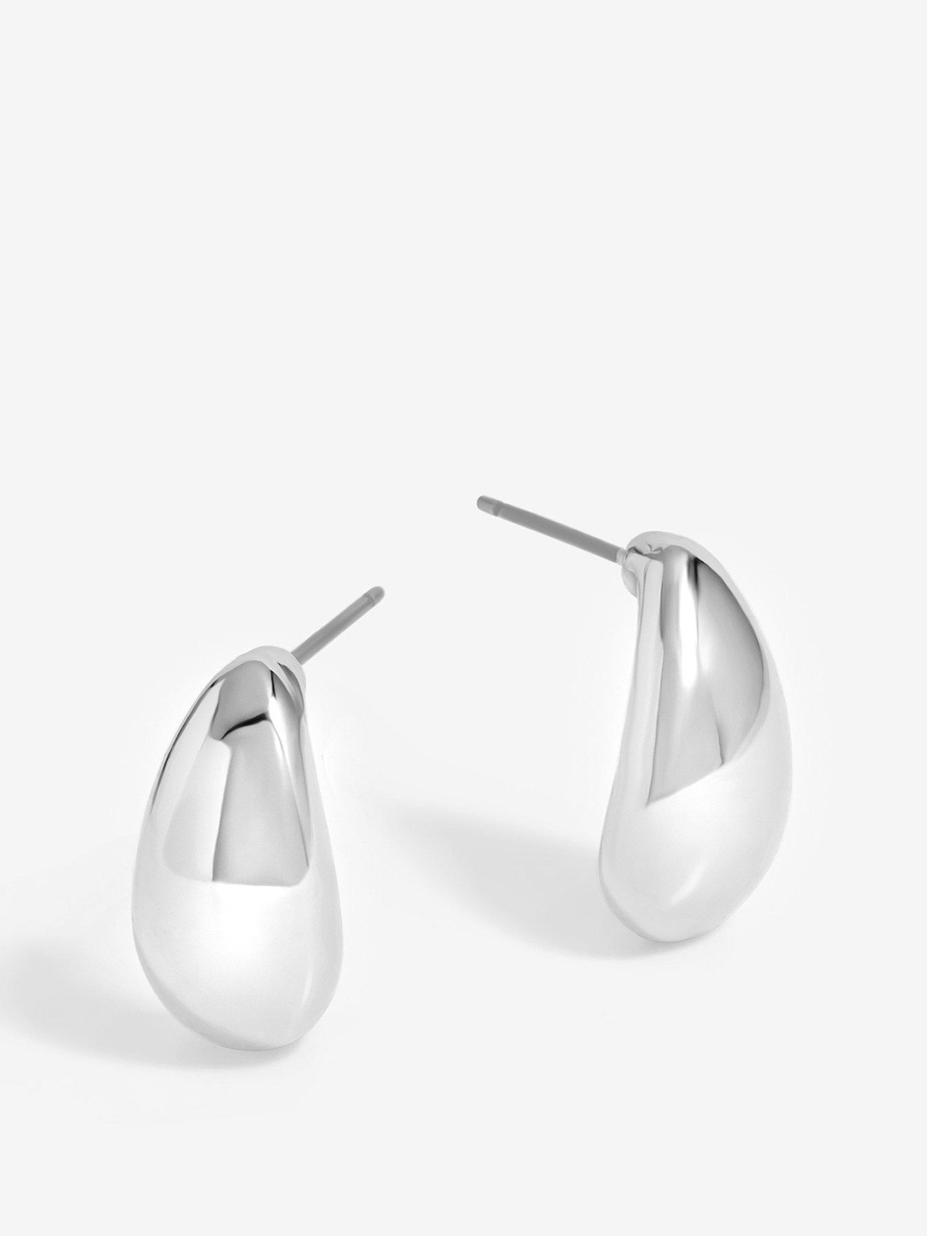 undefined Silver Plated Polished Teardrop Earrings - Gift Pouch