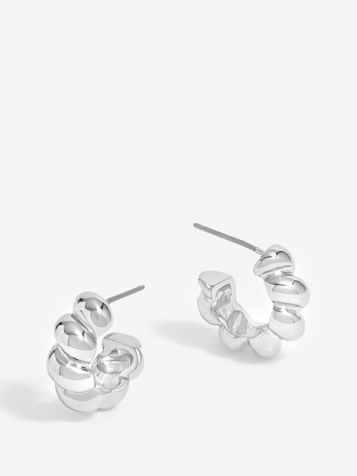 undefined Silver Plated Twisted Polished Hoops - Gift Pouch