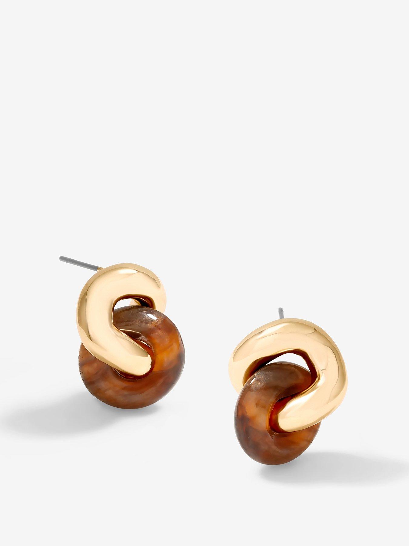 undefined Gold Plated Polished And Resin Knot Stud earrings