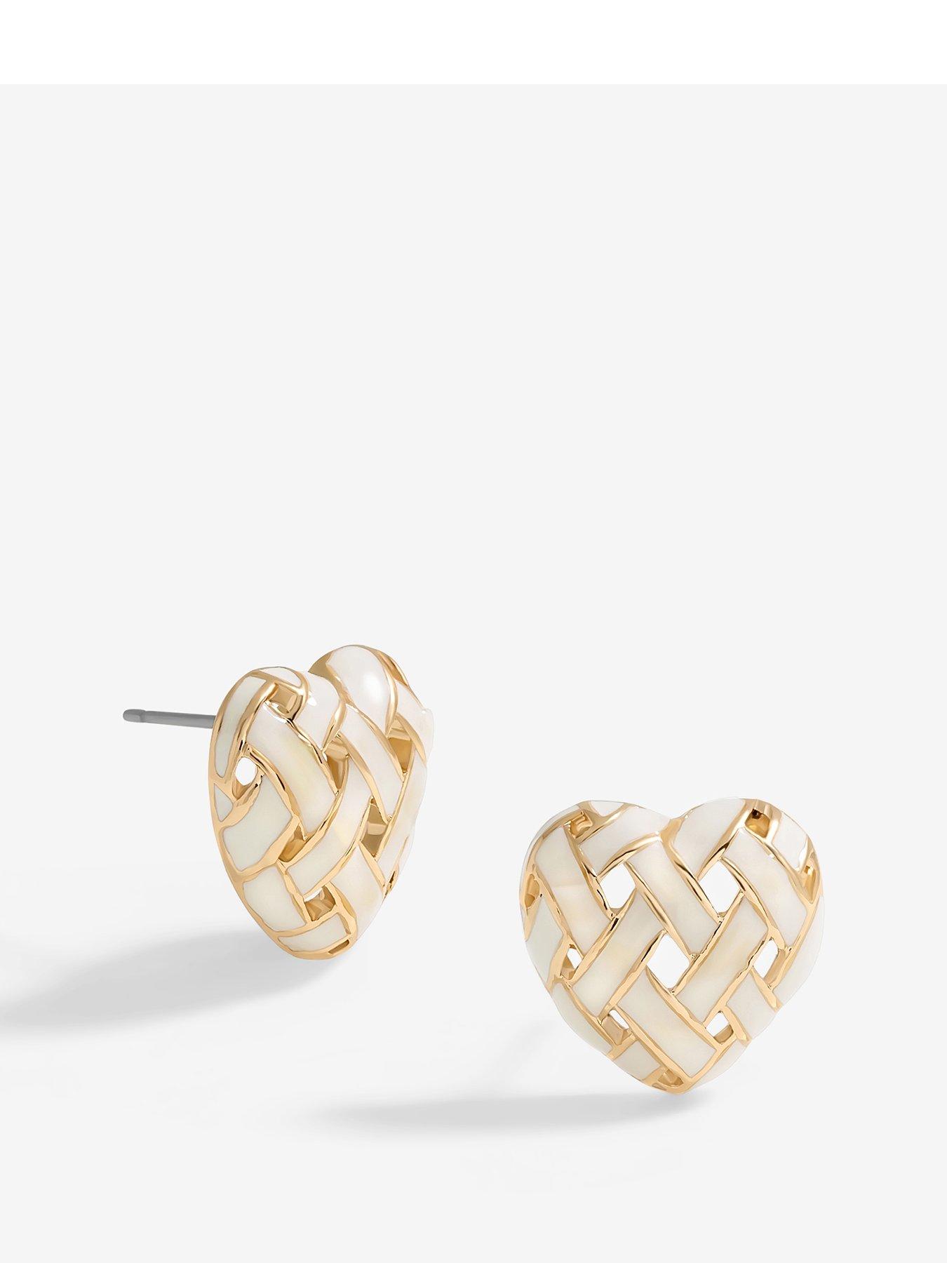 Image of Jon Richard Gold Plated Enamel Heart Weave earrings