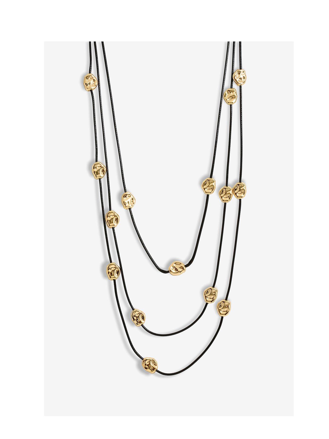 undefined Gold Nugget Multirow Cord Necklace