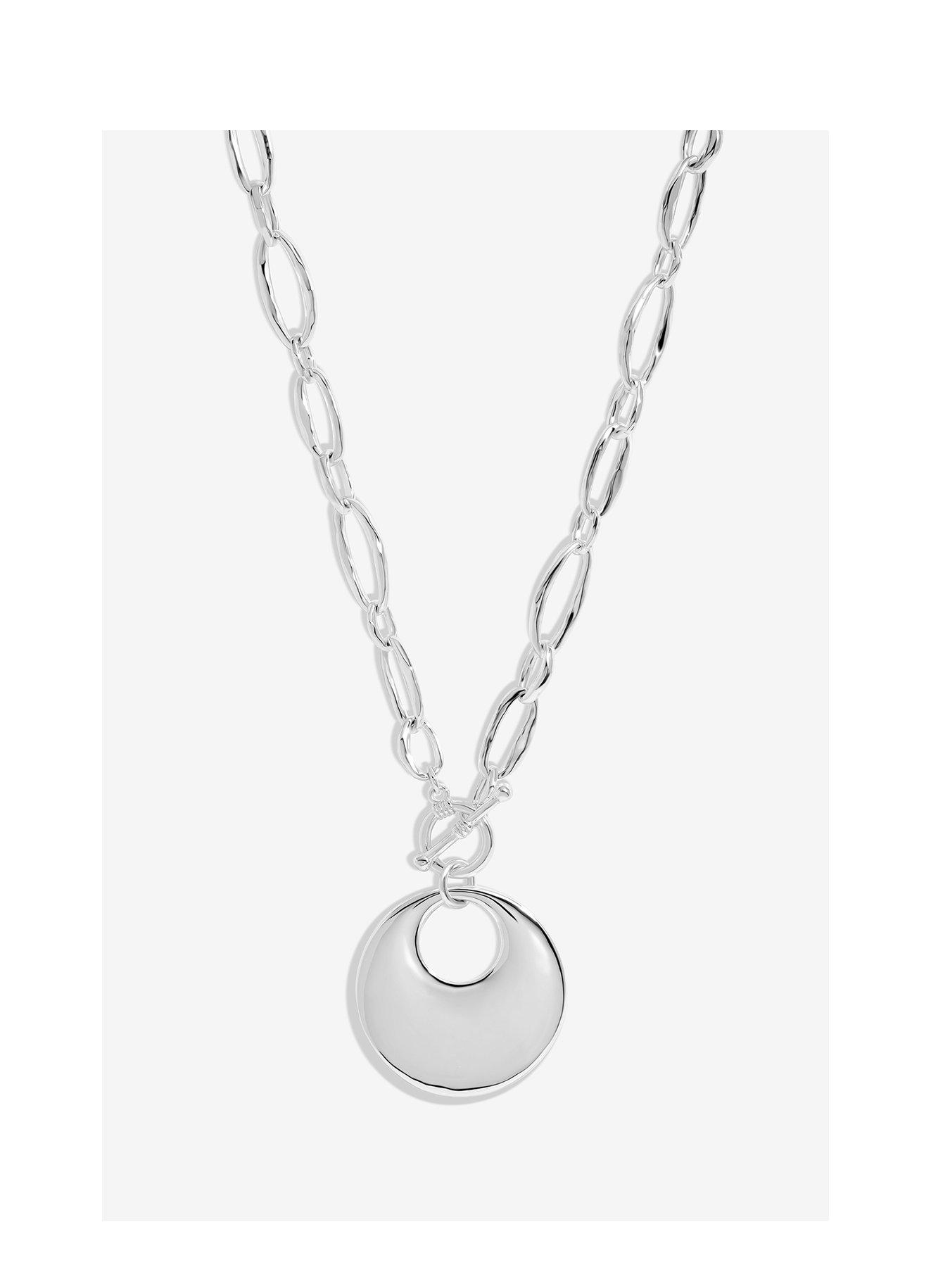 undefined Silver Polished Round T-Bar Short Pendant Necklace