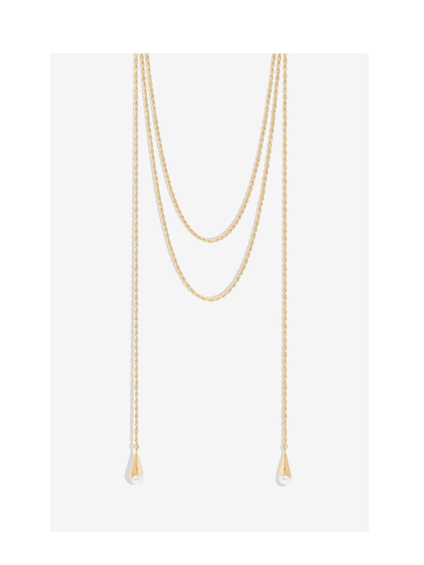 Image of Mood Gold Pearl multirow Rope Necklace