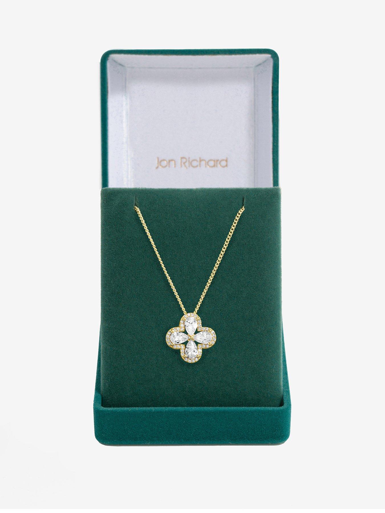 undefined Gold Plated Cubic Zirconia Clover Pendant - Gift Boxed