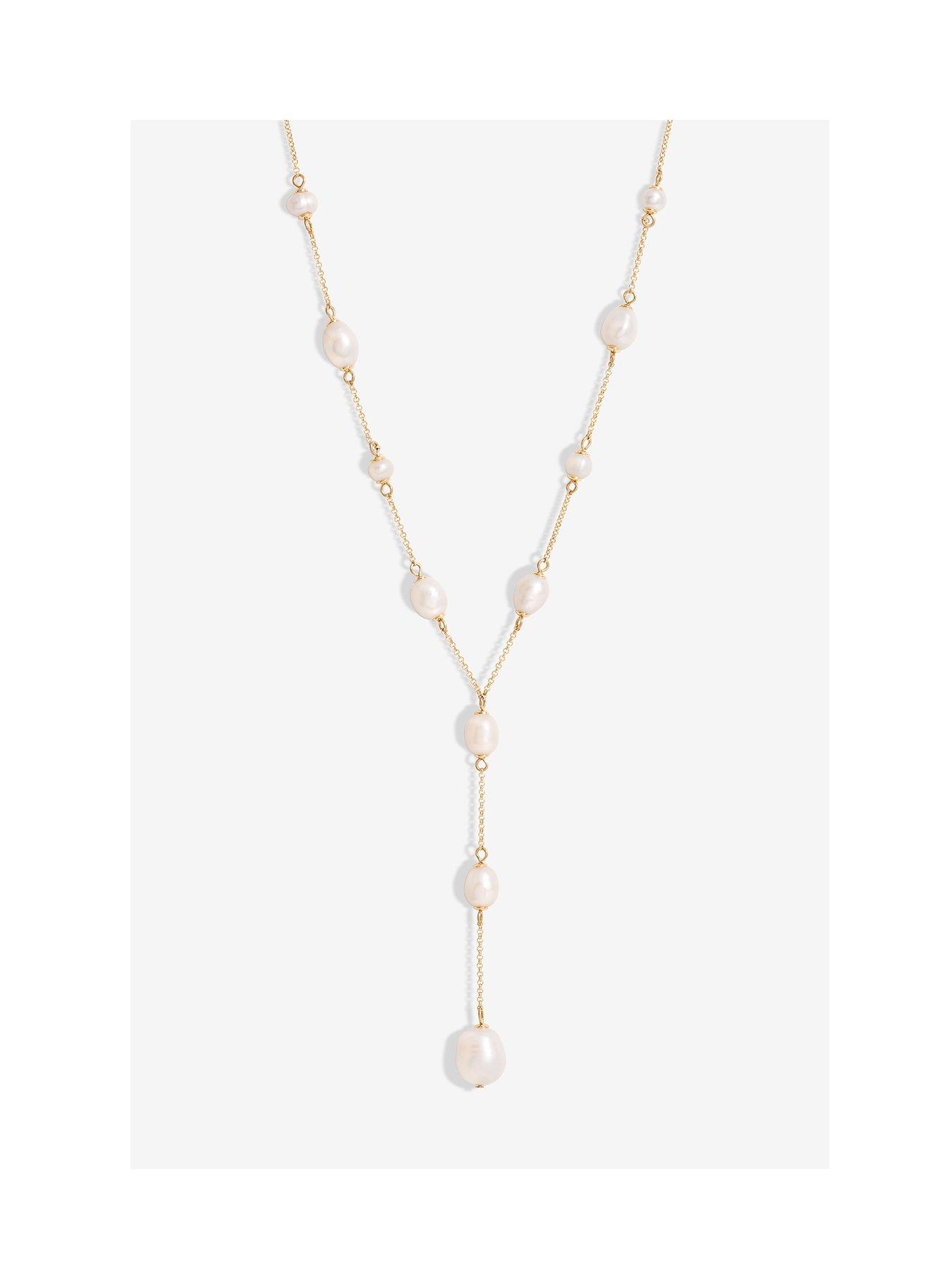undefined Gold Plated Semi Precious Pearl Y Necklace