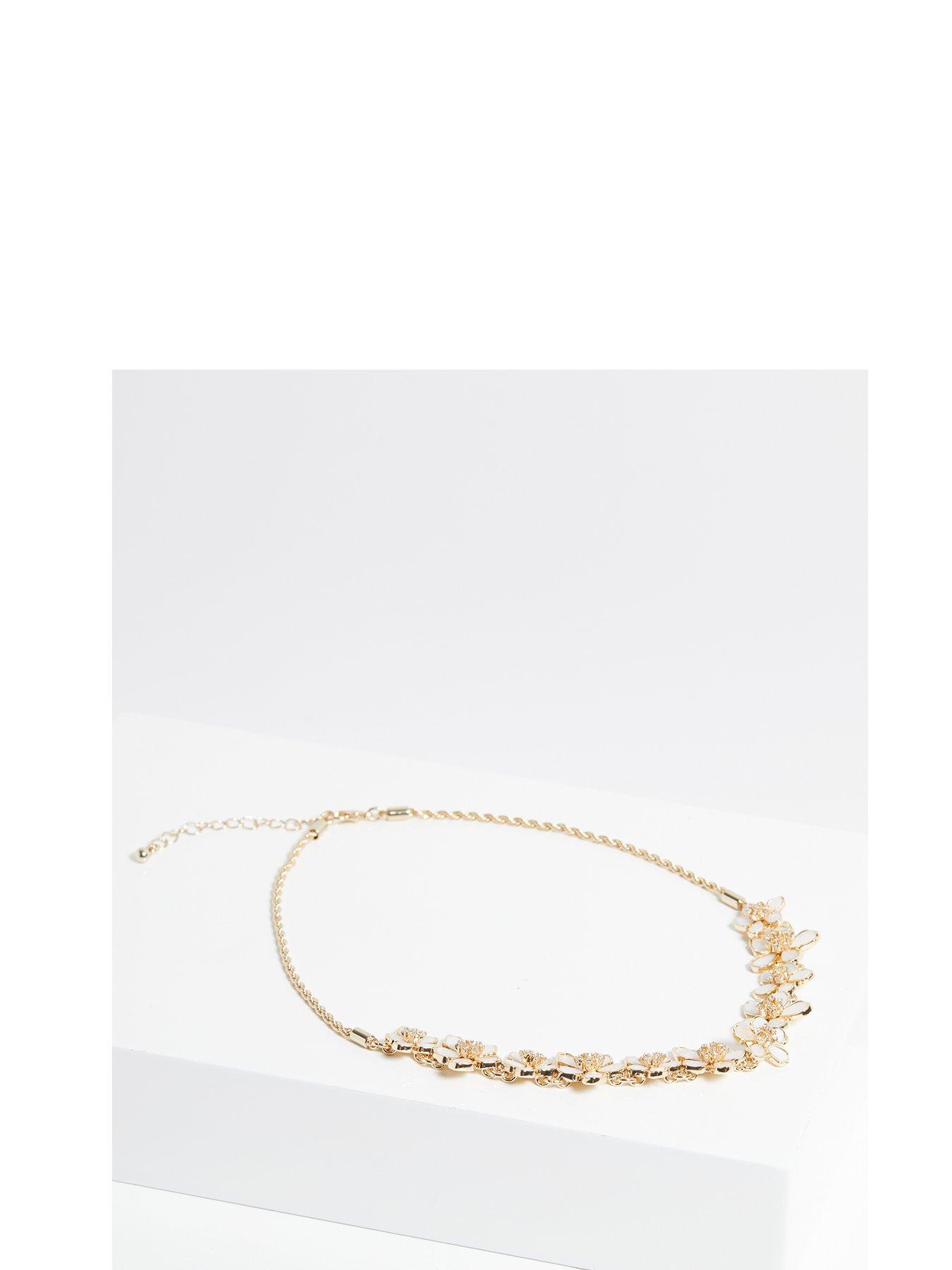 Product photograph of Jon Richard Gold Plated Mother Of Pearl Floral Necklace from very.co.uk