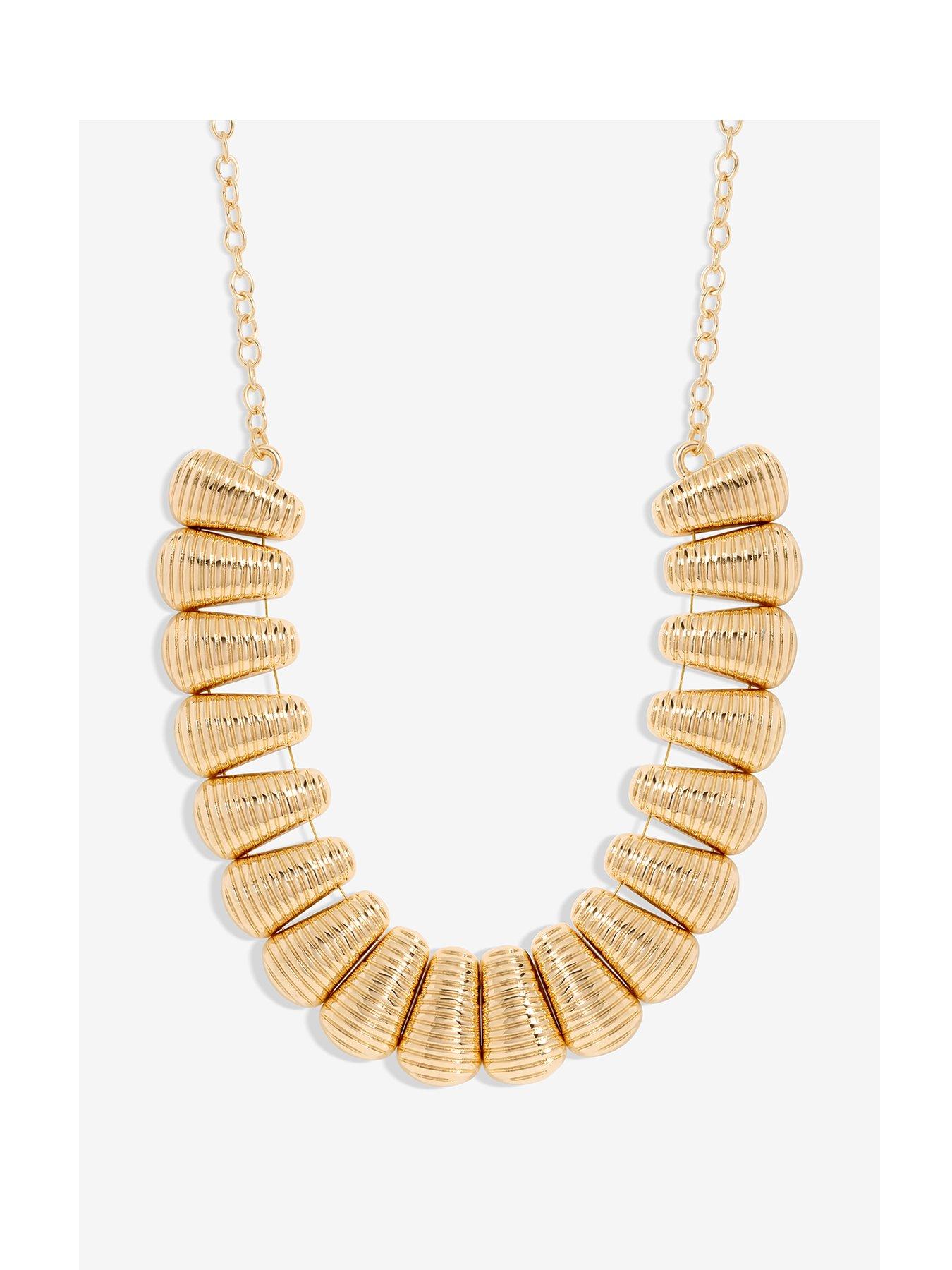 undefined Gold Polished Ridged Collar Necklace